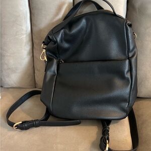 Black Leather Mini Backpack/Purse